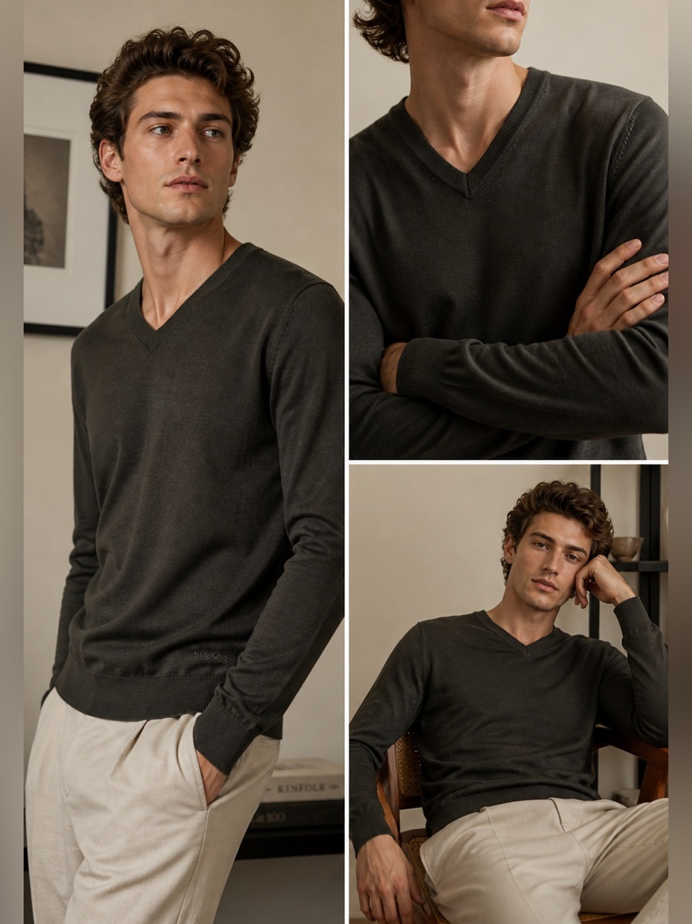 HUGO by Hugo Boss Lightweight Knit Sweater | Brown | Slim Fit